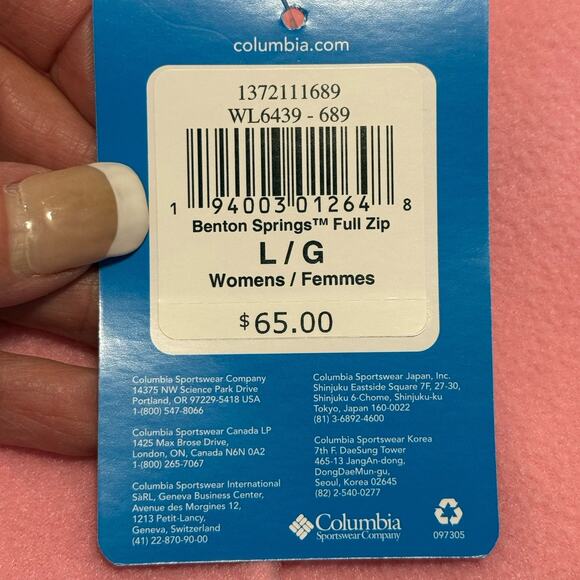 Columbia Womens Benton Springs Full Zip Fleece Jacket Large Pink Zip Pockets NEW - Picture 7 of 9